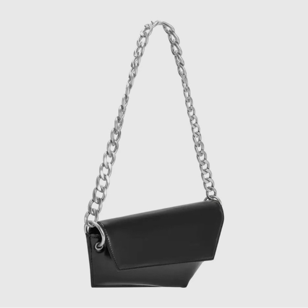 Melie Bianco Vegan Recycled Leather Shoulder Bag Silver Chain ⛓️💥 NWT Ethical